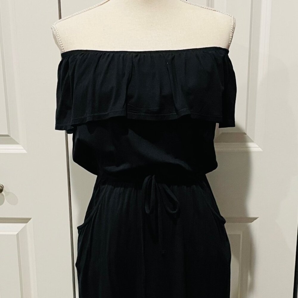 BCBG BLACK PEASANT OFF SHOULDER DRESS TAGS ON - XS
